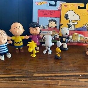 Collectible Peanuts Characters Figures and Hot Wheels Lot